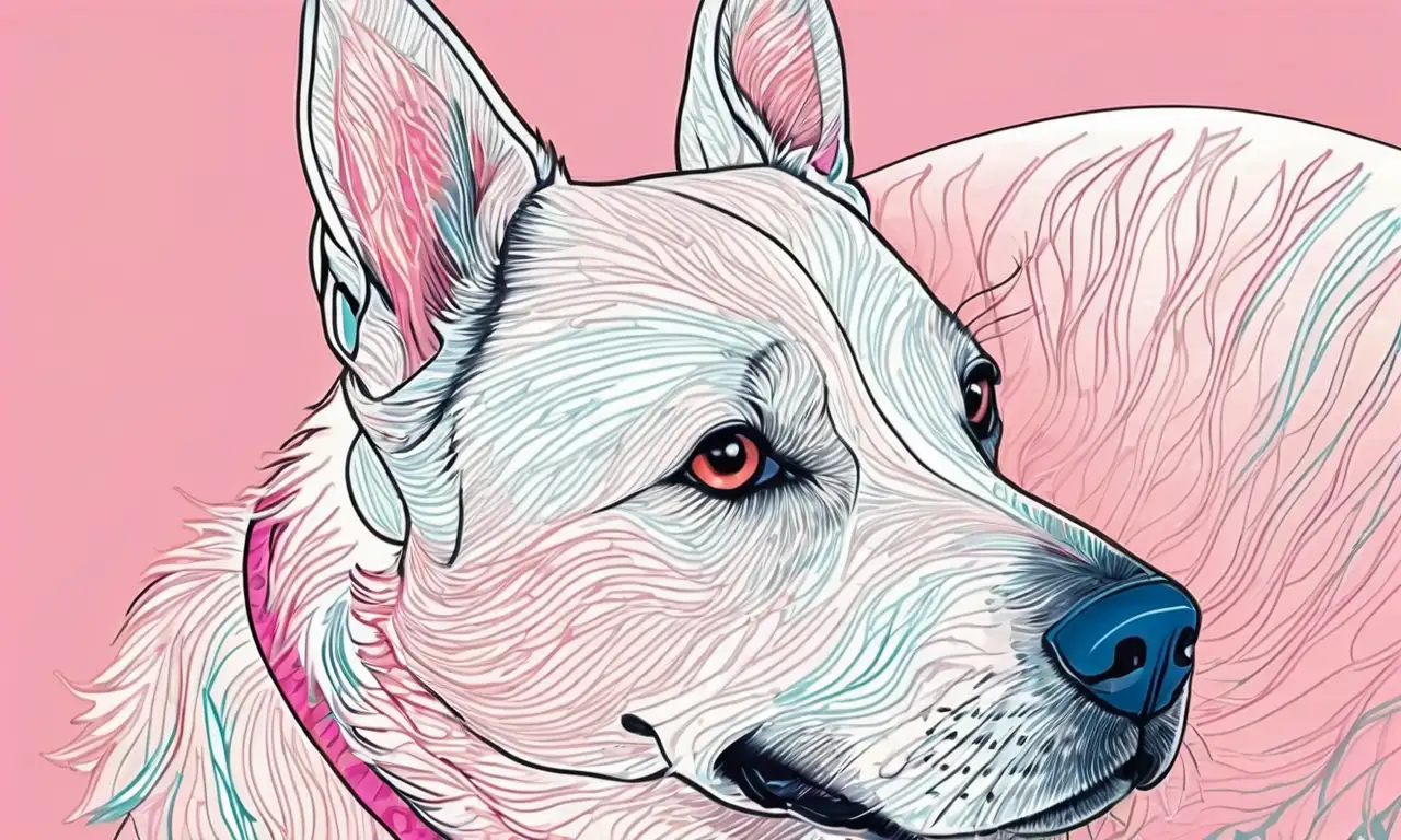 Colores vibrantes, contornos audaces y detalles precisos crean una ilustración emocional de un perro paciente