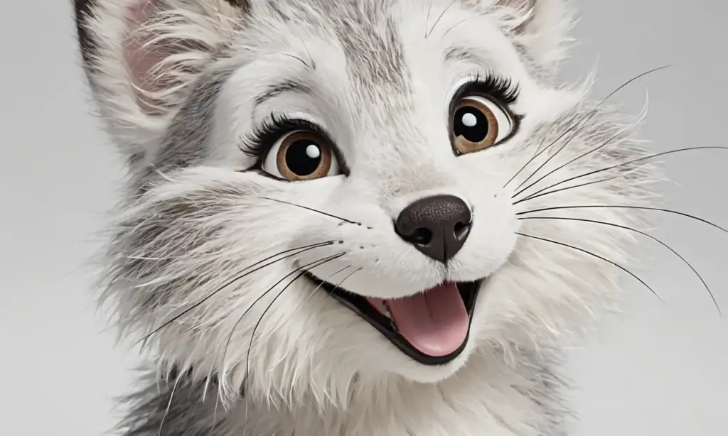 Pelo suave y esponjoso con ojos oscuros y expresión juguetona