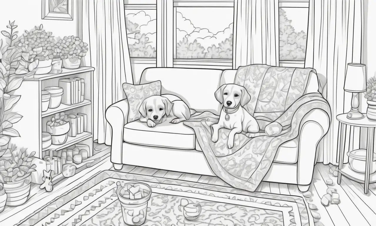 Un cálido y acogedor salón con un perro descansando y un ambiente reconfortante