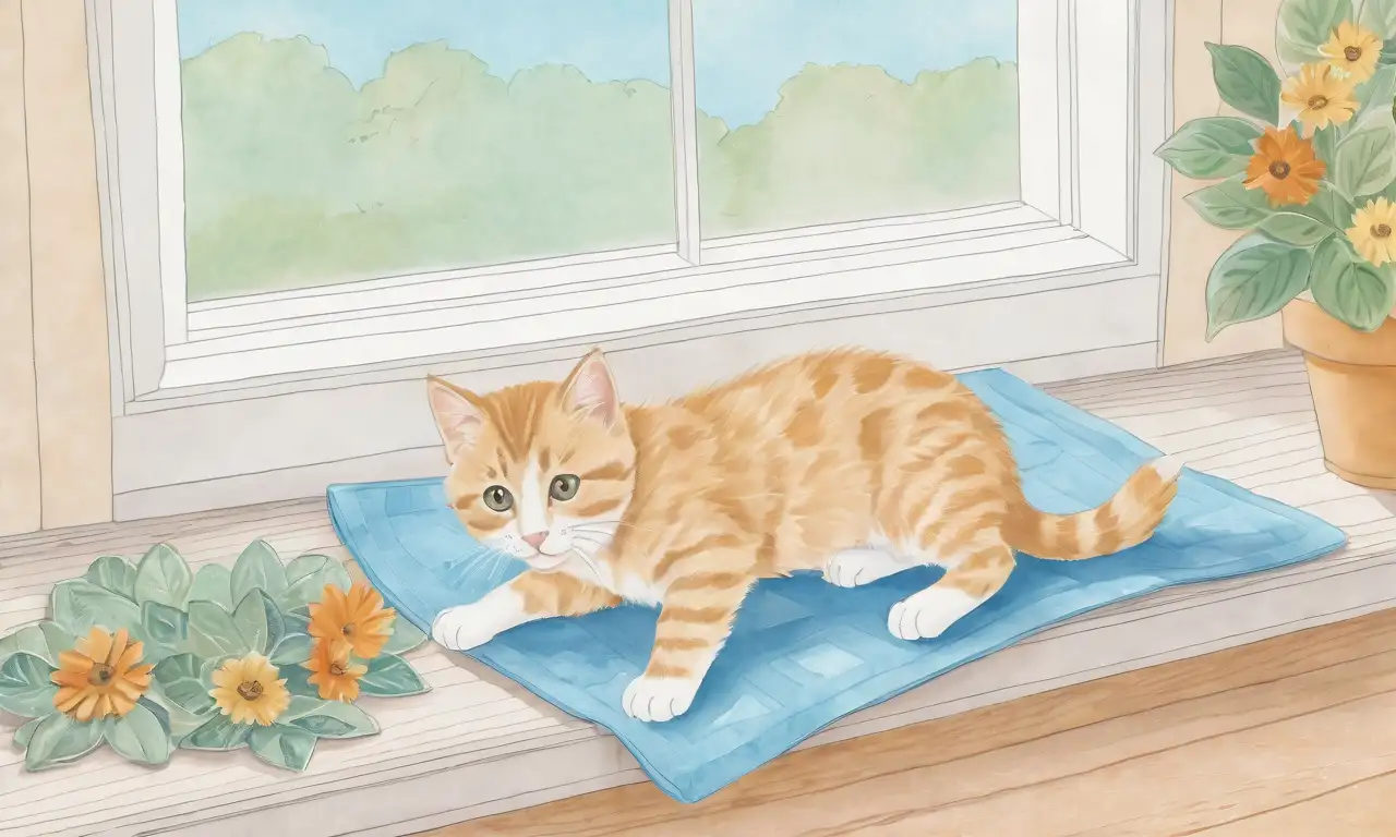 Una escena serena de amor y amistad entre un gato y un perro en suaves colores pasteles