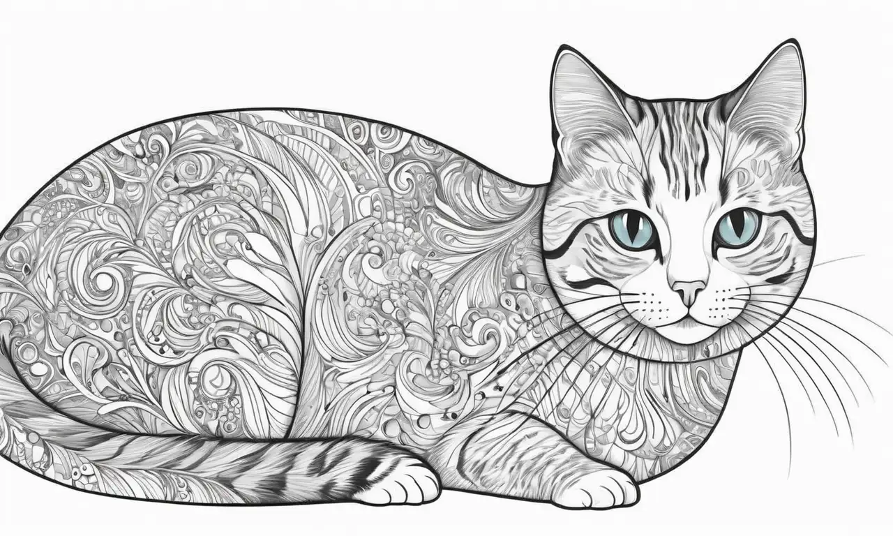 Dibujo de un gato con líneas audaces, textura detallada, y parásitos que añaden tensión