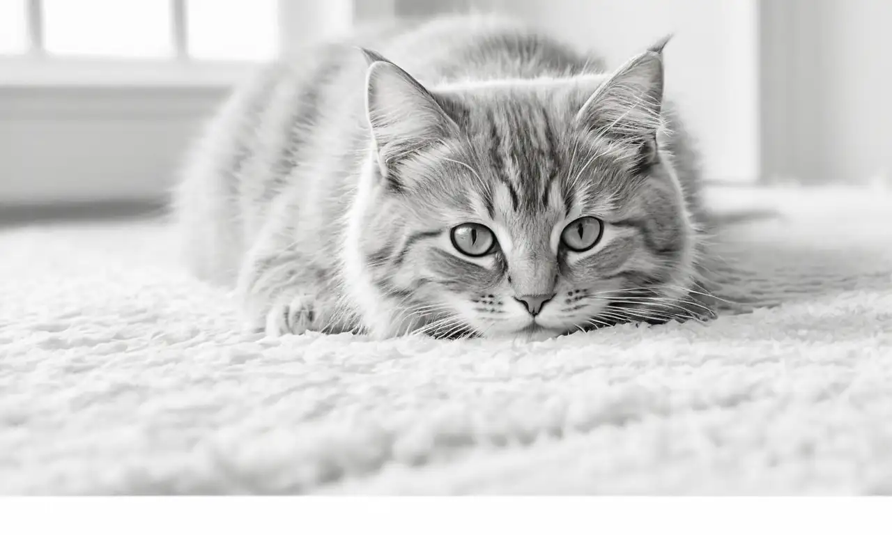 Un dibujo de un gato con detalles realistas y un ambiente acogedor