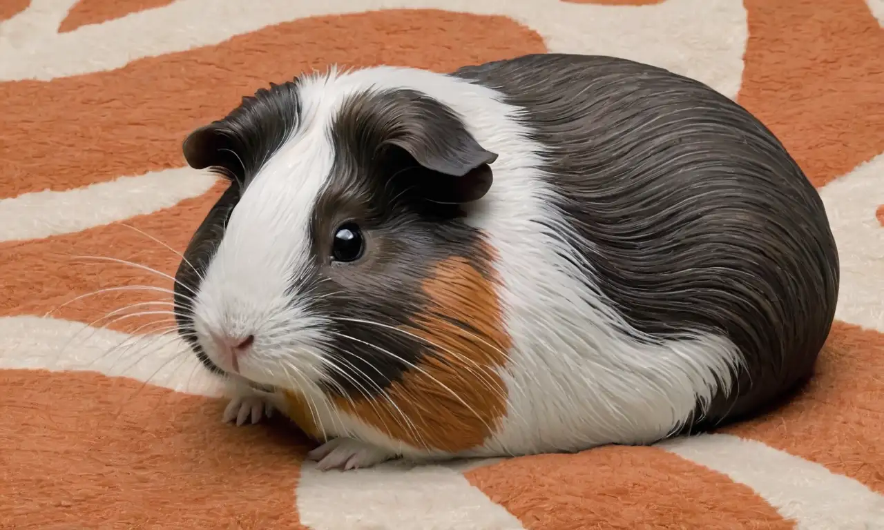 Un cobayo reposa en una manta suave, con una expresión de inquietud en sus ojos