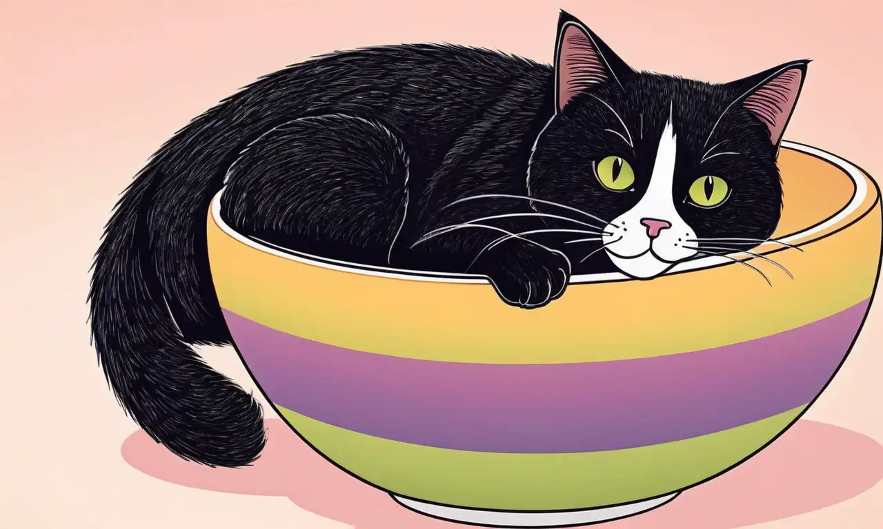 Silhouette vibrante de un gato con detalles suaves y curiosos en un entorno equilibrado