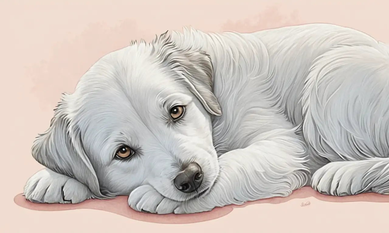 Ilustraciones de perros vibrantes en un fondo suave y pastel reflejan conexión emocional y preocupación entre dueño y mascota