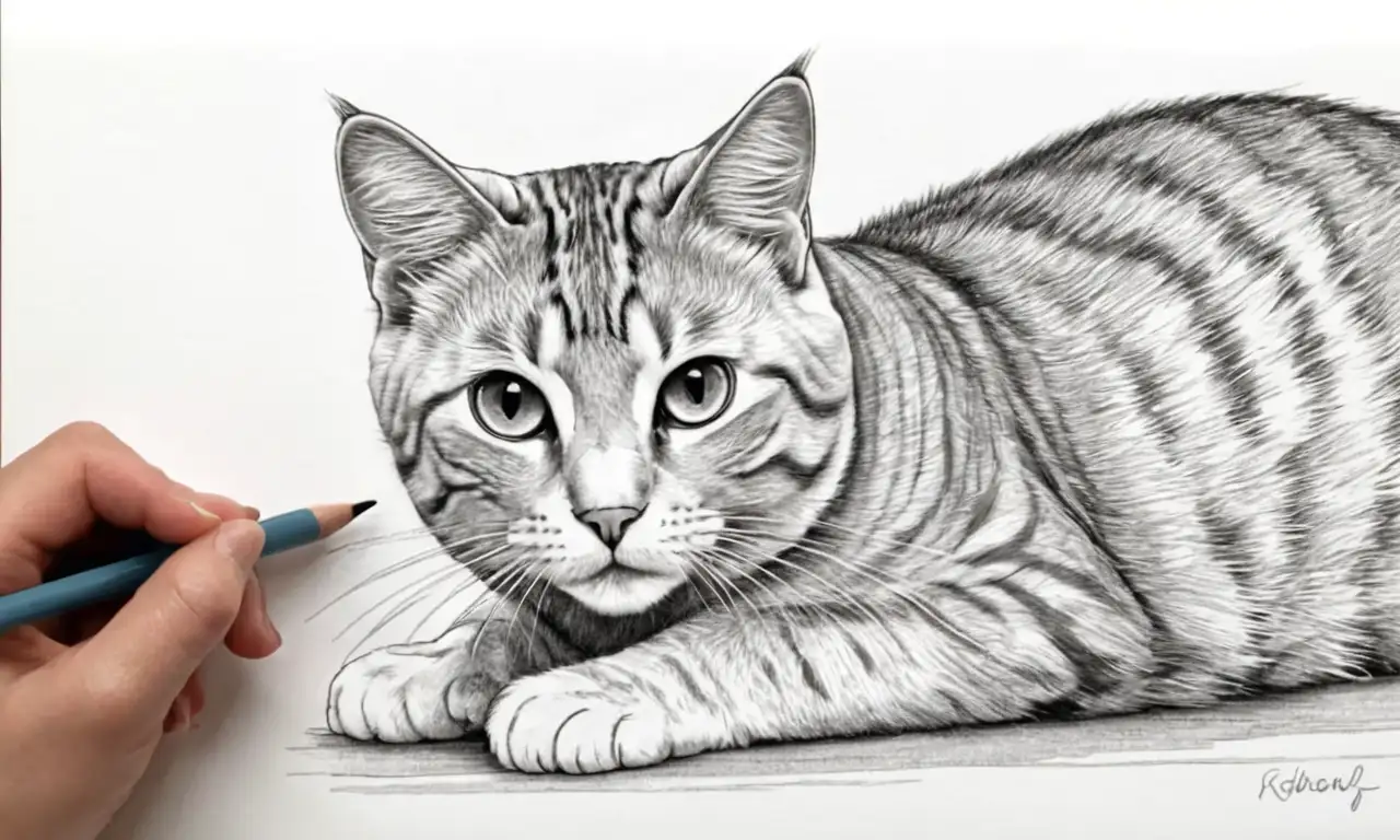 El sombreado suave y las líneas variadas crean profundidad y realismo en formas felinas, evocando emoción y conexión