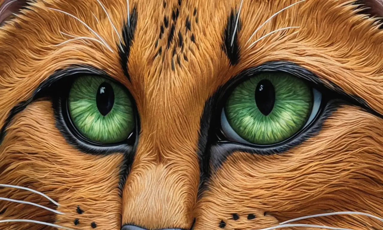 Estudio vibrante de ojos felinos con matices de verde y ámbar, luces delicadas, sombras profundas y expresiones dinámicas