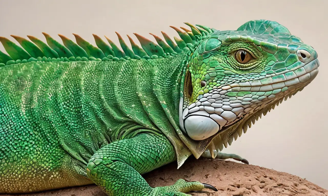 Iguana vibrante con texturas detalladas y colores contrastantes
