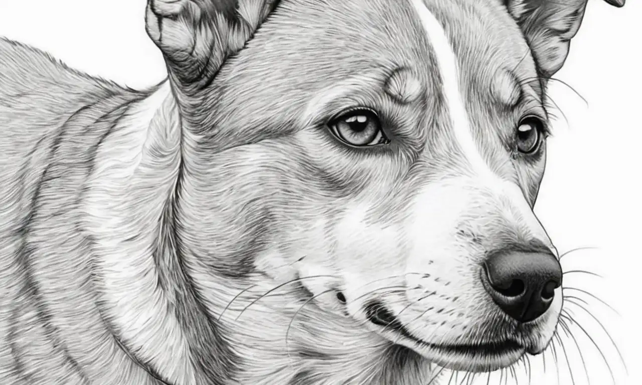 Un dibujo delicado de un cachorro resalta su inocencia y vulnerabilidad con suaves sombras y detalles cuidados