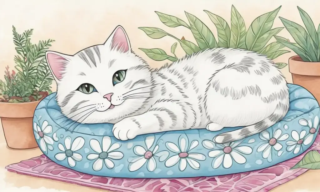 Un gato juguetón descansa en un fondo colorido y texturizado