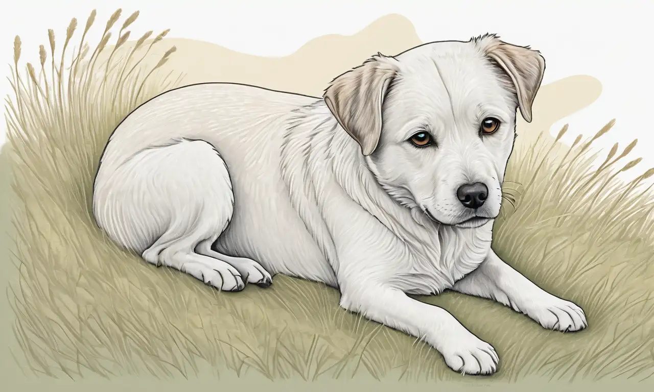 Colores suaves y detalles delicados reflejan la preocupación de un perro y su dueño en un entorno cálido