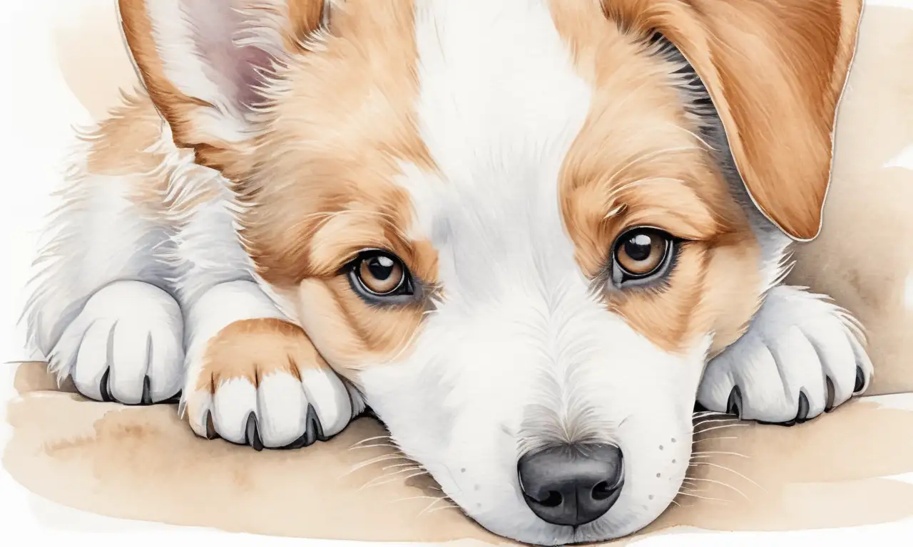 Un cachorro suave y delicado se destaca en un fondo cálido y acogedor, con texturas suaves y colores armoniosos que transmiten cuidado y seguridad