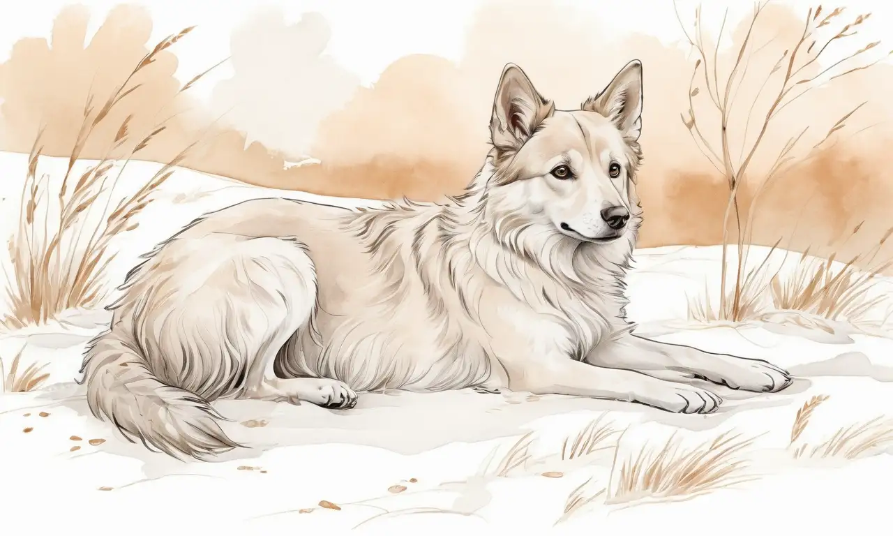 Una escena serena de perros en suaves colores y gestos tiernos