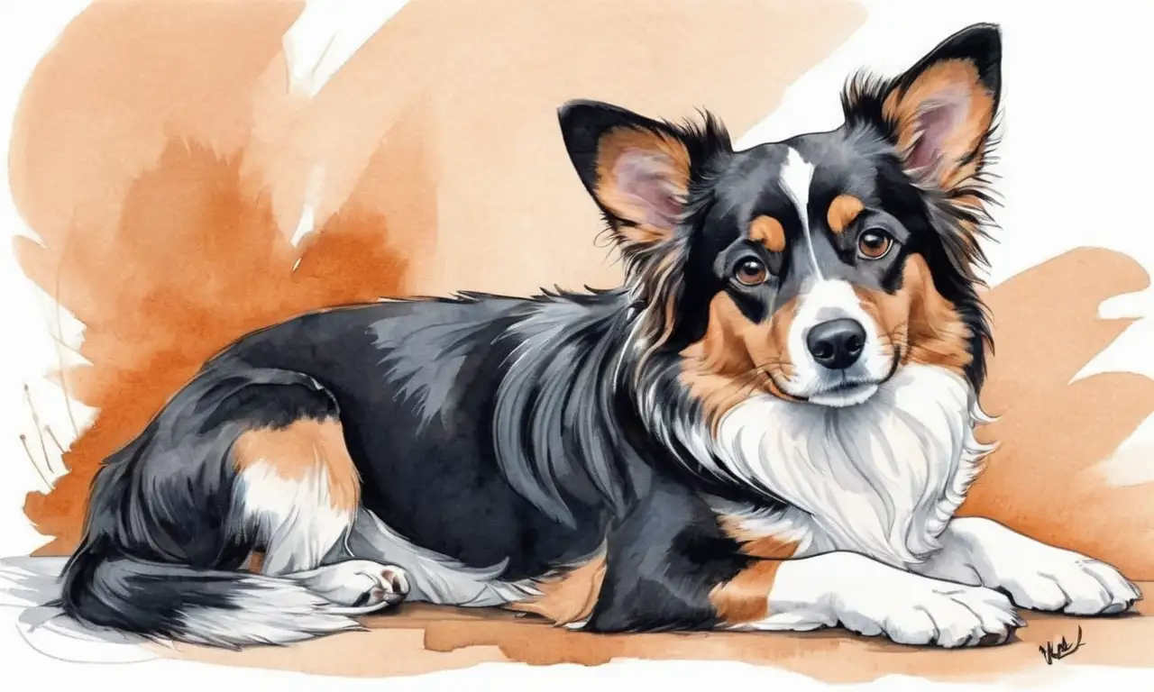 Una ilustración de un perro muestra furor vibrante y detalles que evocan movimiento y calidez