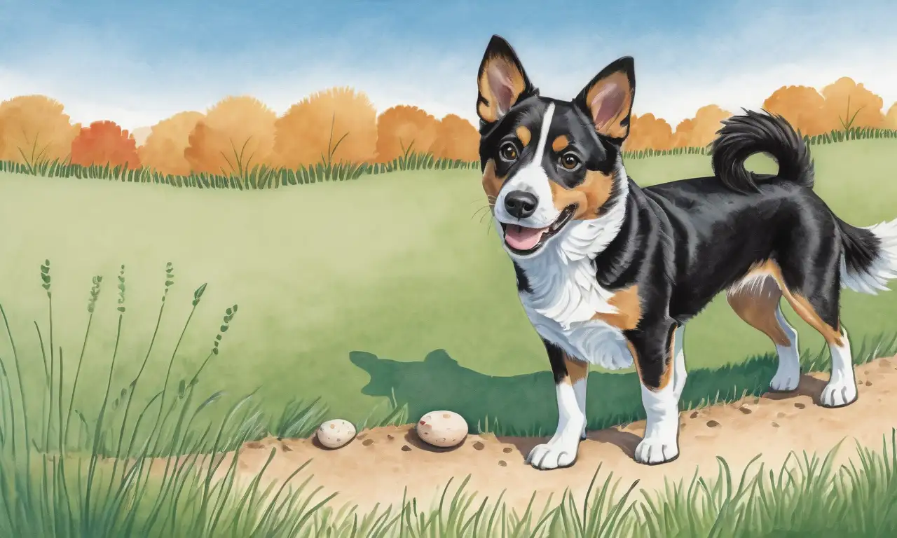 Un perro juguetón en primer plano se destaca con suavidad y calma, mientras un dueño interactúa con él en un fondo borroso de otros perros