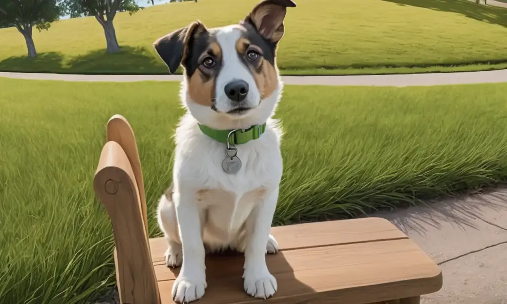 Un perro tranquilo en un parque