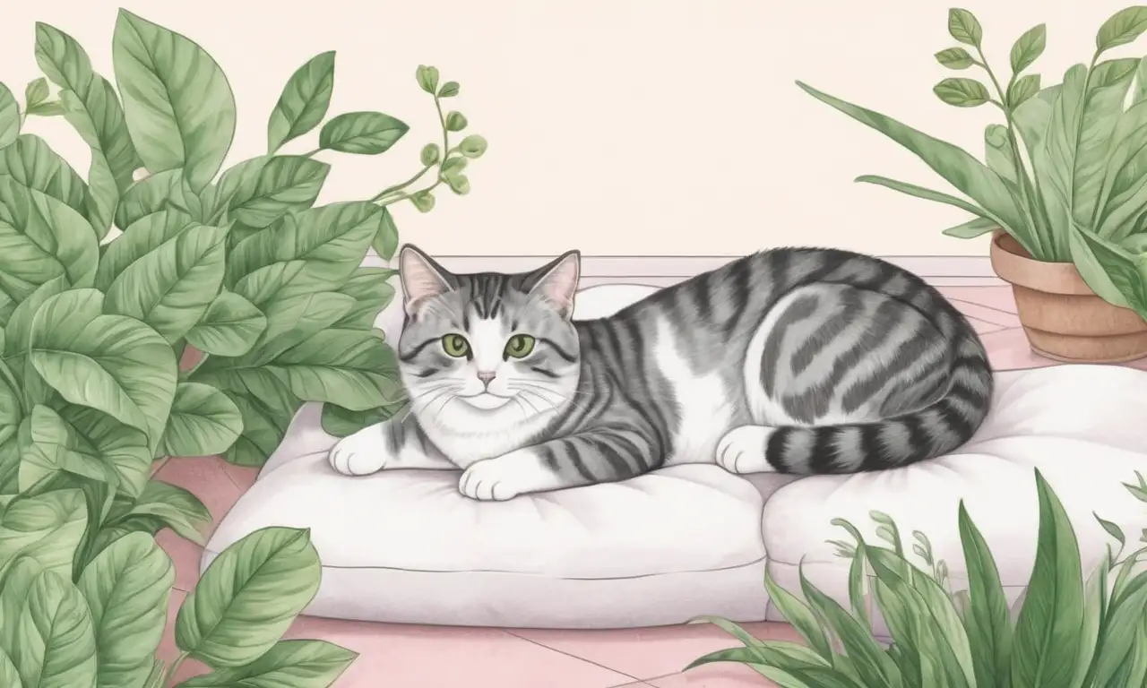 Un dibujo de gatos que evoca calma y suavidad con sombras, colores vibrantes y una composición equilibrada