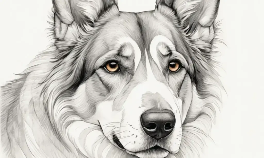 Lápiz suave dibuja un perro herido en un entorno compasivo y curativo