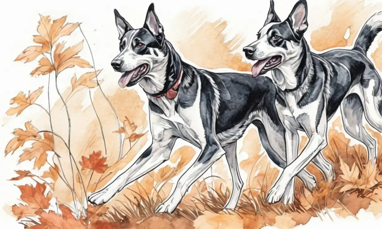 Dos perros machos enredados, con tensión y movimiento, resaltados por sombras y texturas contrastantes