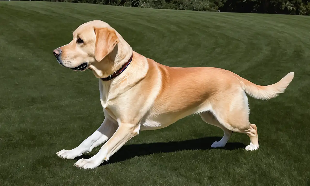 El sombreado suave y las líneas dinámicas resaltan la conexión entre el Labrador y su entrenador en un entorno armónico