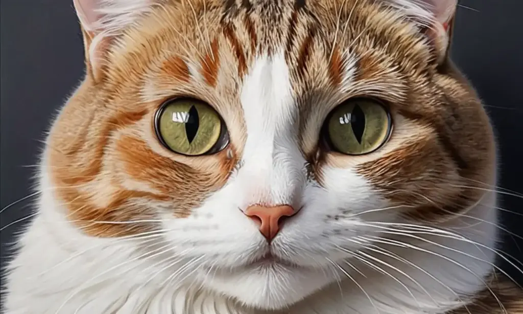 El dibujo muestra un gato con un destacado tercer párpado y suave pelaje en un ambiente acogedor