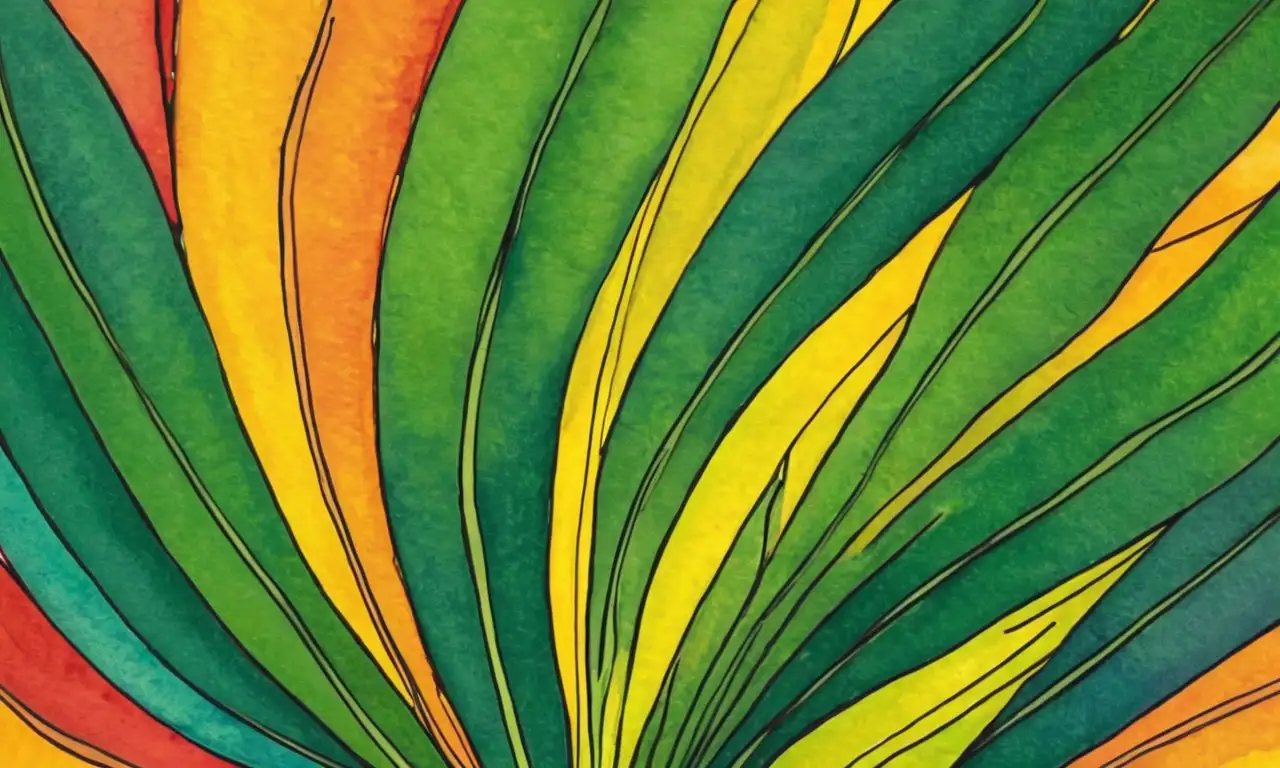 Obra artística colorida y detallada que combina texturas, formas orgánicas y elementos vibrantes