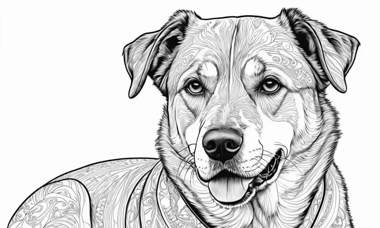 Un perro se destaca con trazos audaces, sombras suaves y detalles intrincados que reflejan profundidad y emoción