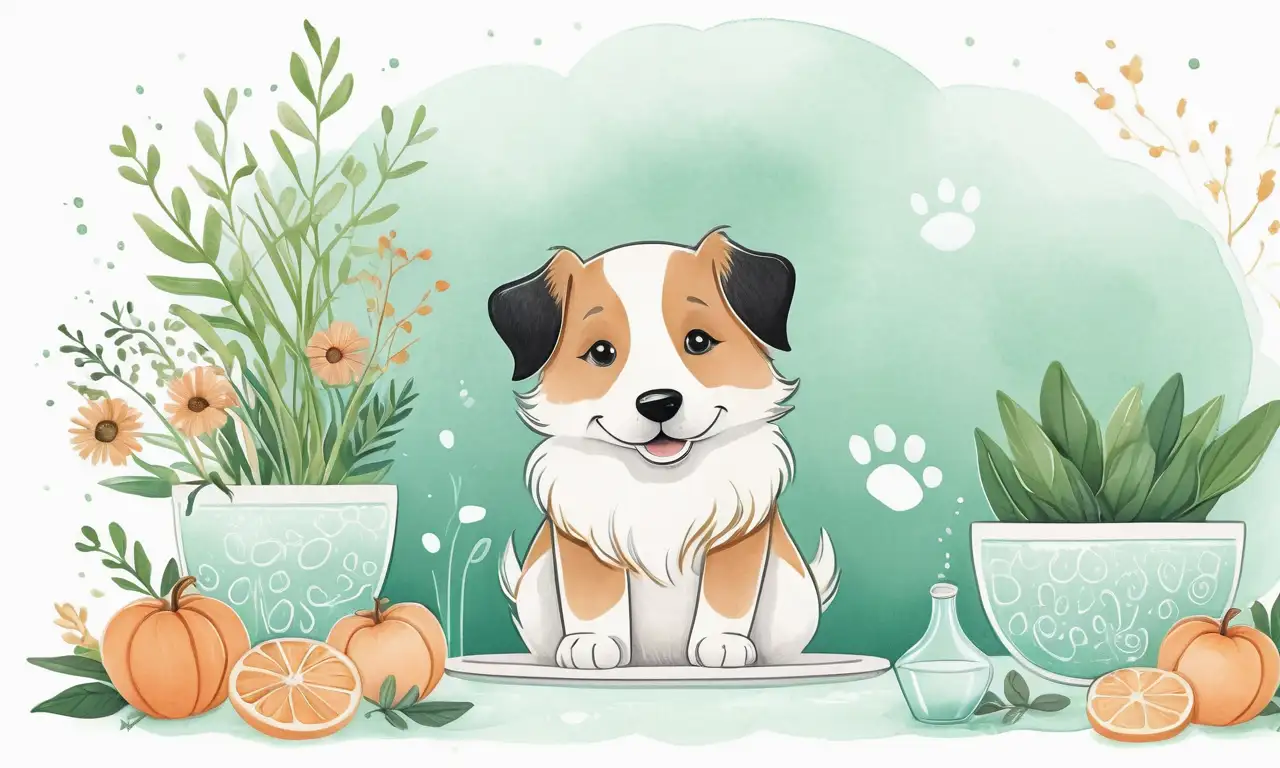 Ilustración vibrante de perros suaves en un ambiente acogedor con tonos cálidos y detalles delicados