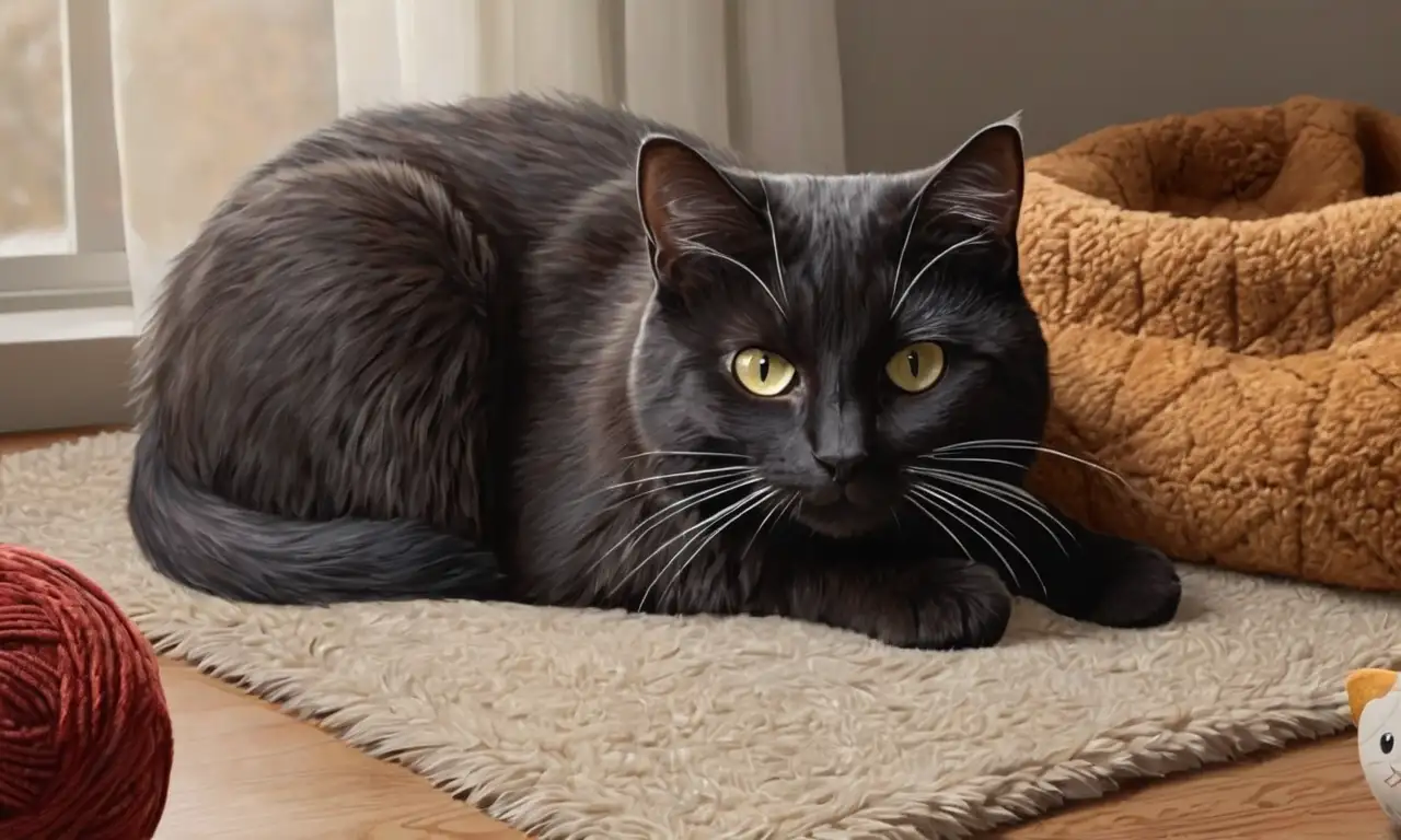 Una escena acogedora de un gato con suaves colores, luz cálida y un ambiente reconfortante