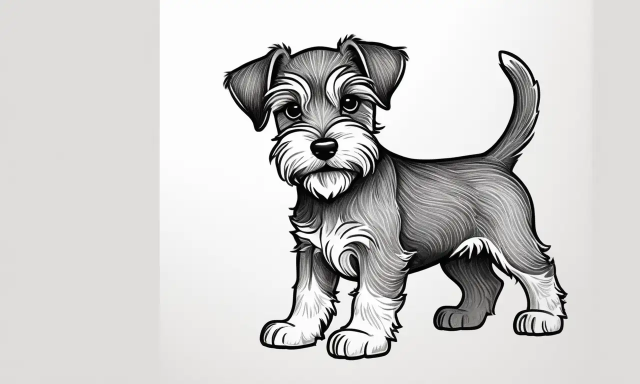 Un cachorro schnauzer juguetón con suaves texturas y colores cálidos