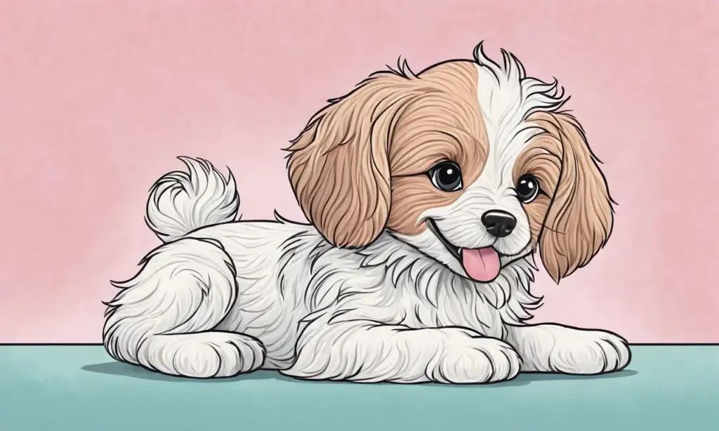 Un cachorro juguetón se destaca en una composición armoniosa de colores suaves y detalles delicados