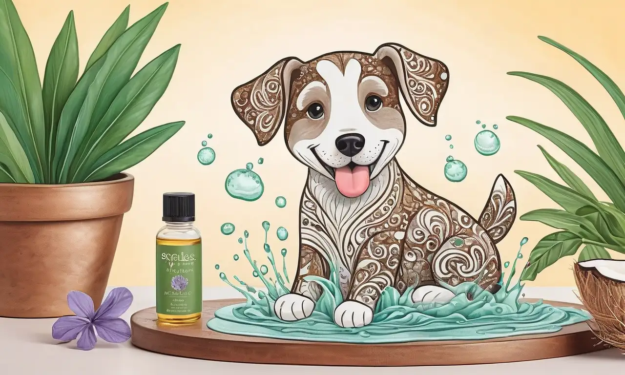 Un diseño vibrante y natural que resalta la frescura de un perro juguetón y ingredientes saludables