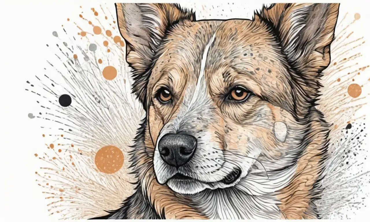 Una ilustración vibrante de un perro muestra dos estados contrastantes: uno sano y otro marchito, simbolizando el paso del tiempo y la fragilidad de la vida