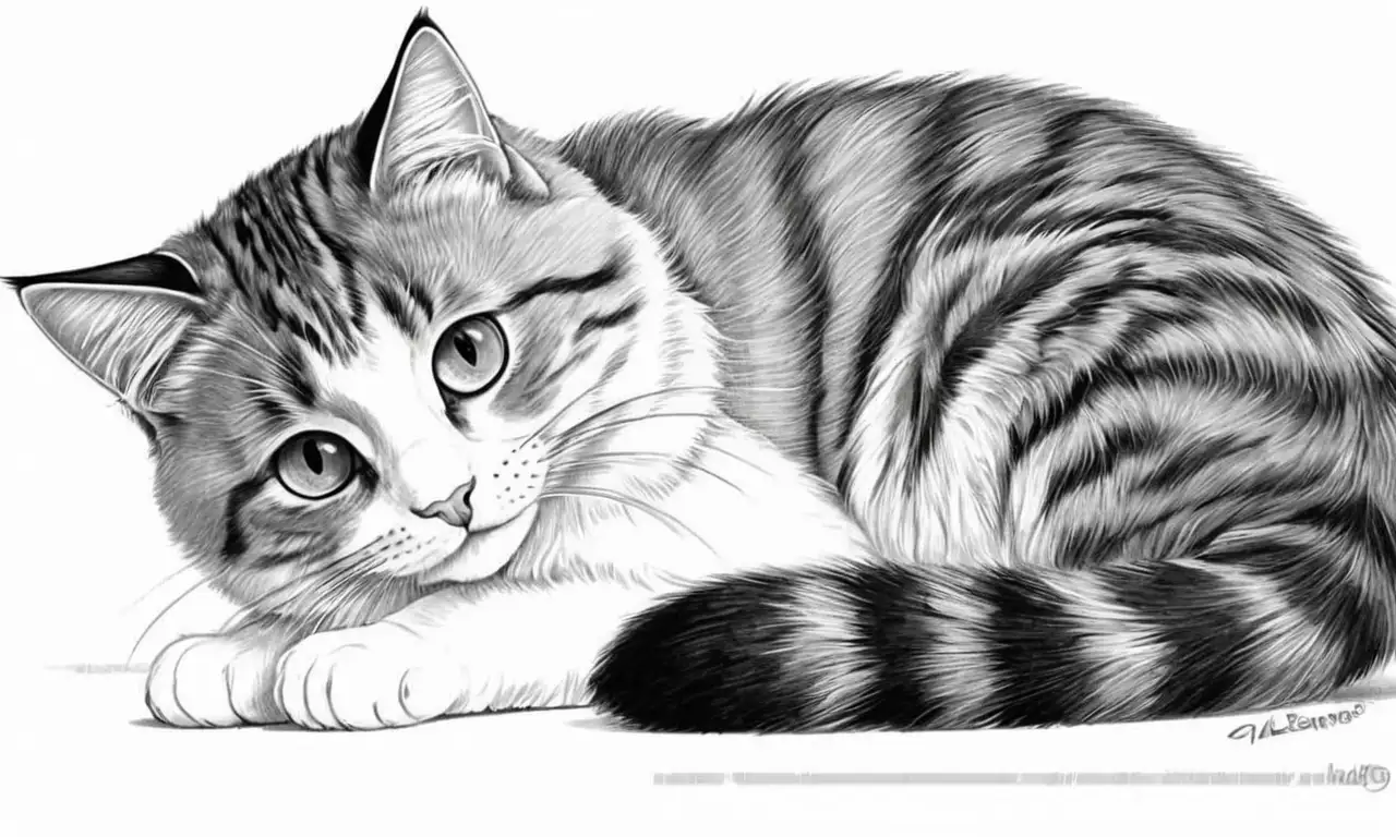 El arte del gato combina sombras suaves, detalles intrincados y una atmósfera acogedora que evoca gracia y tranquilidad