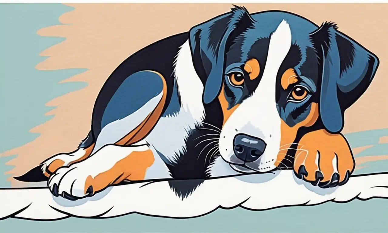 Colores vivos y detalles intrincados en un perro con fondo suave y equilibrio en la composición