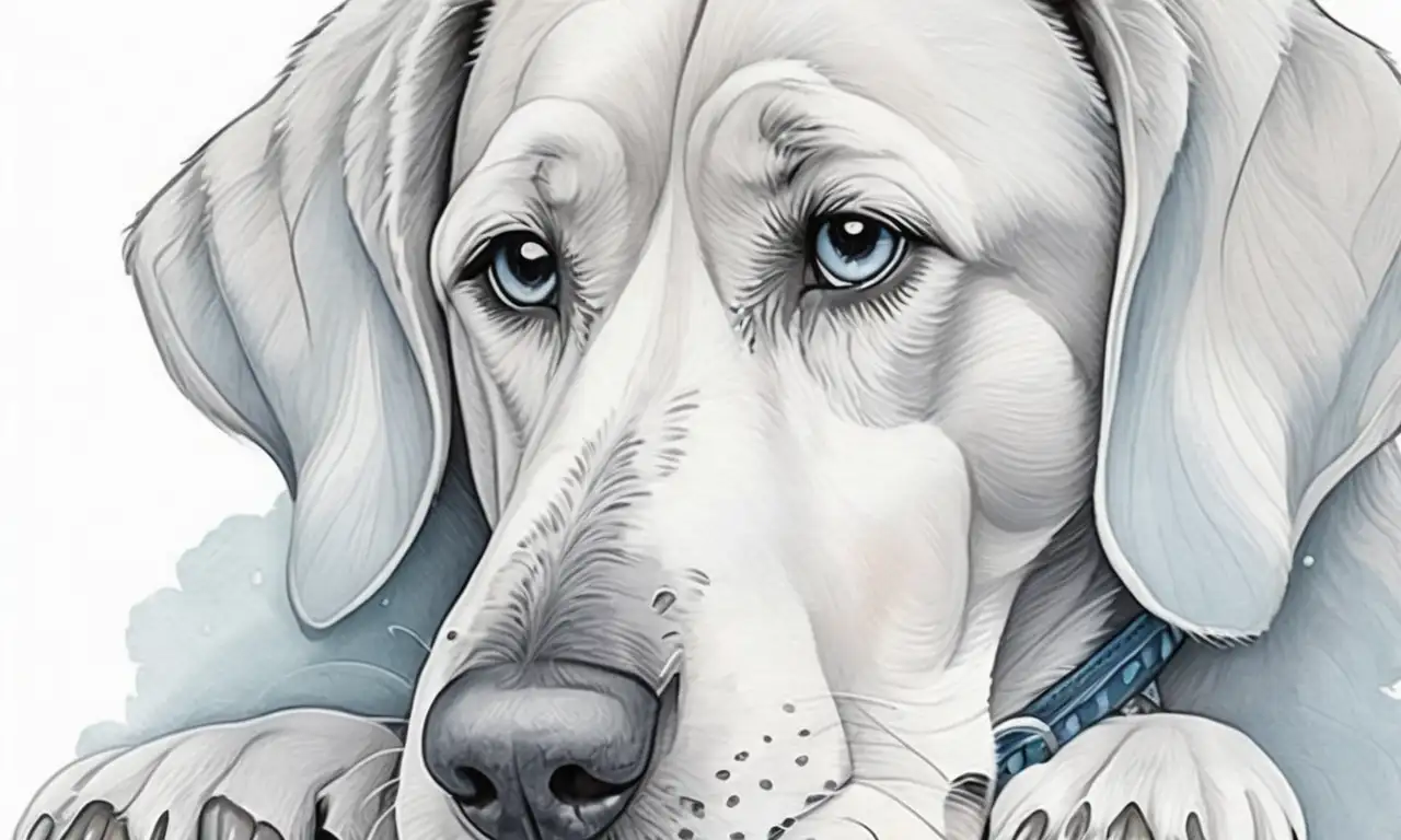 Un perro expresivo rodeado de un ambiente acogedor y colores suaves, con detalles que transmiten emoción y calidez