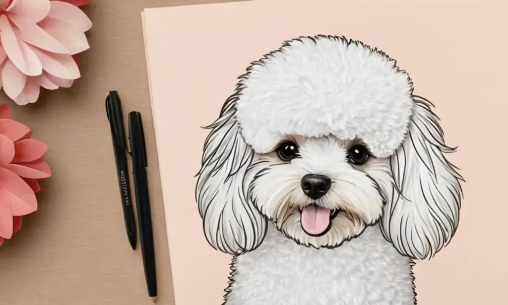 Dibujo de un bichón maltés con pelaje suave