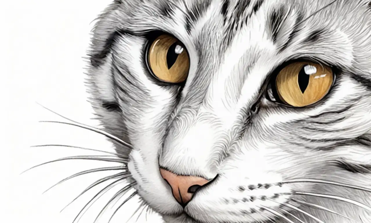 Lápiz suave retrata un gato con detalles delicados y una atmósfera tranquila
