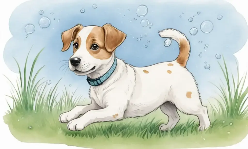 Un cachorro juguetón y curioso en un entorno lleno de color y luz