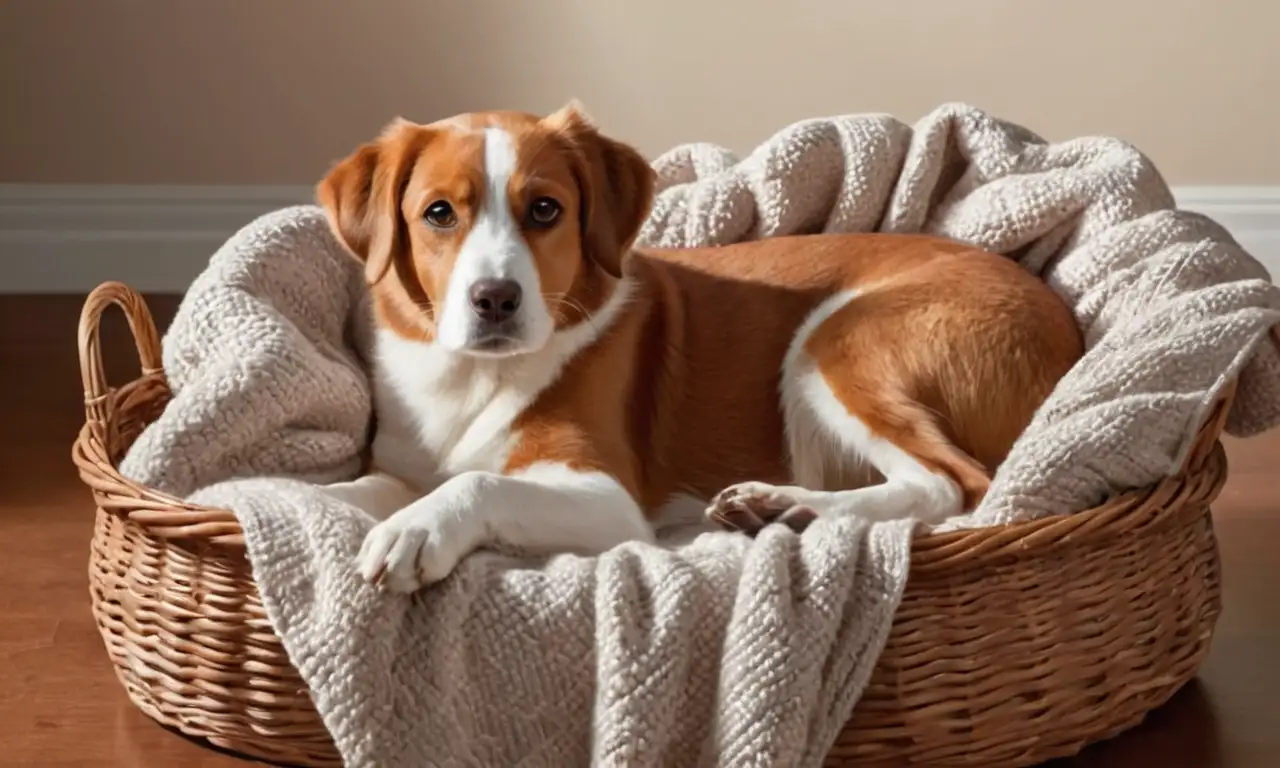 Una pintura serena de un perro resalta calidez y cuidado en un entorno acogedor
