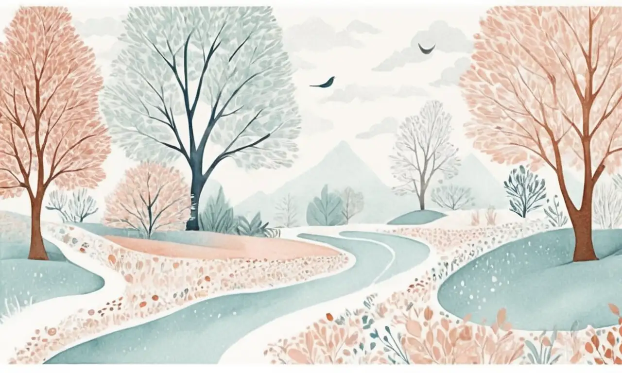 Un dibujo sereno con suaves trazos y luces que evoca calma y exploración