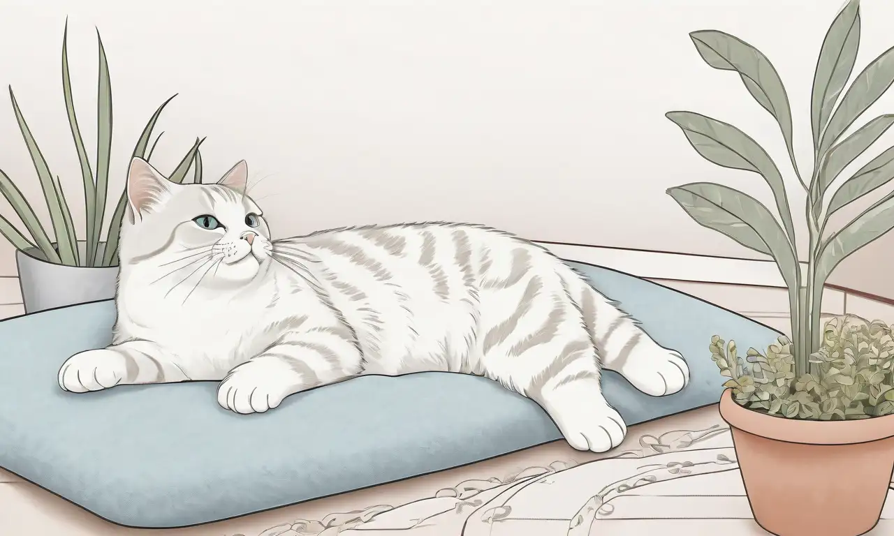 Una suave y cálida imagen de un gato relajado, una mano extendida y un entorno sereno que evoca confianza y conexión