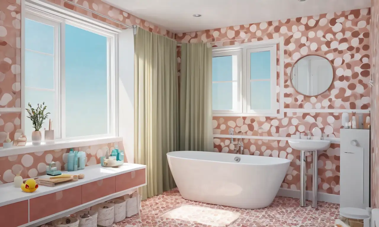 Escena cálida y detallada de un baño acogedor y bien decorado