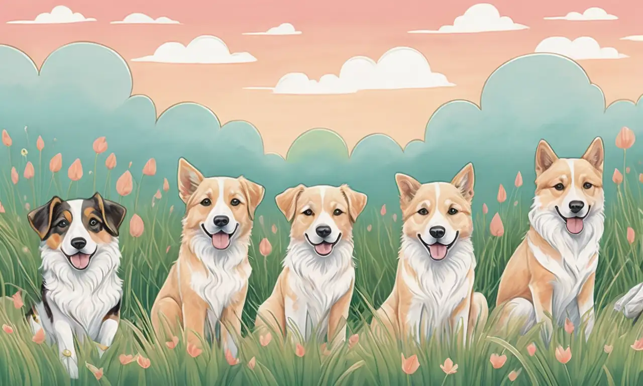 Animales juguetones en un paisaje vibrante y acogedor