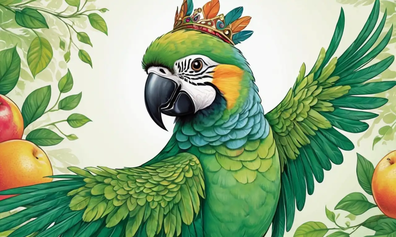 Una colorida composición que destaca la vitalidad y salud de un loro