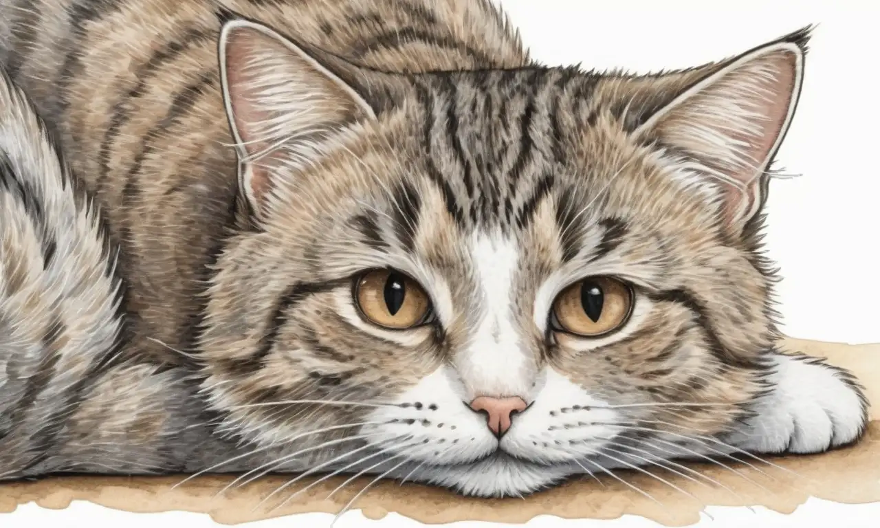 Un gato atigrado con texturas suaves, detalles intrincados y un ambiente hogareño en tonos apagados