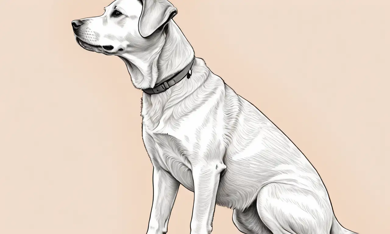 Un dibujo resalta la conexión entre un perro alerta y una mujer expectante mediante sombras suaves y líneas delicadas