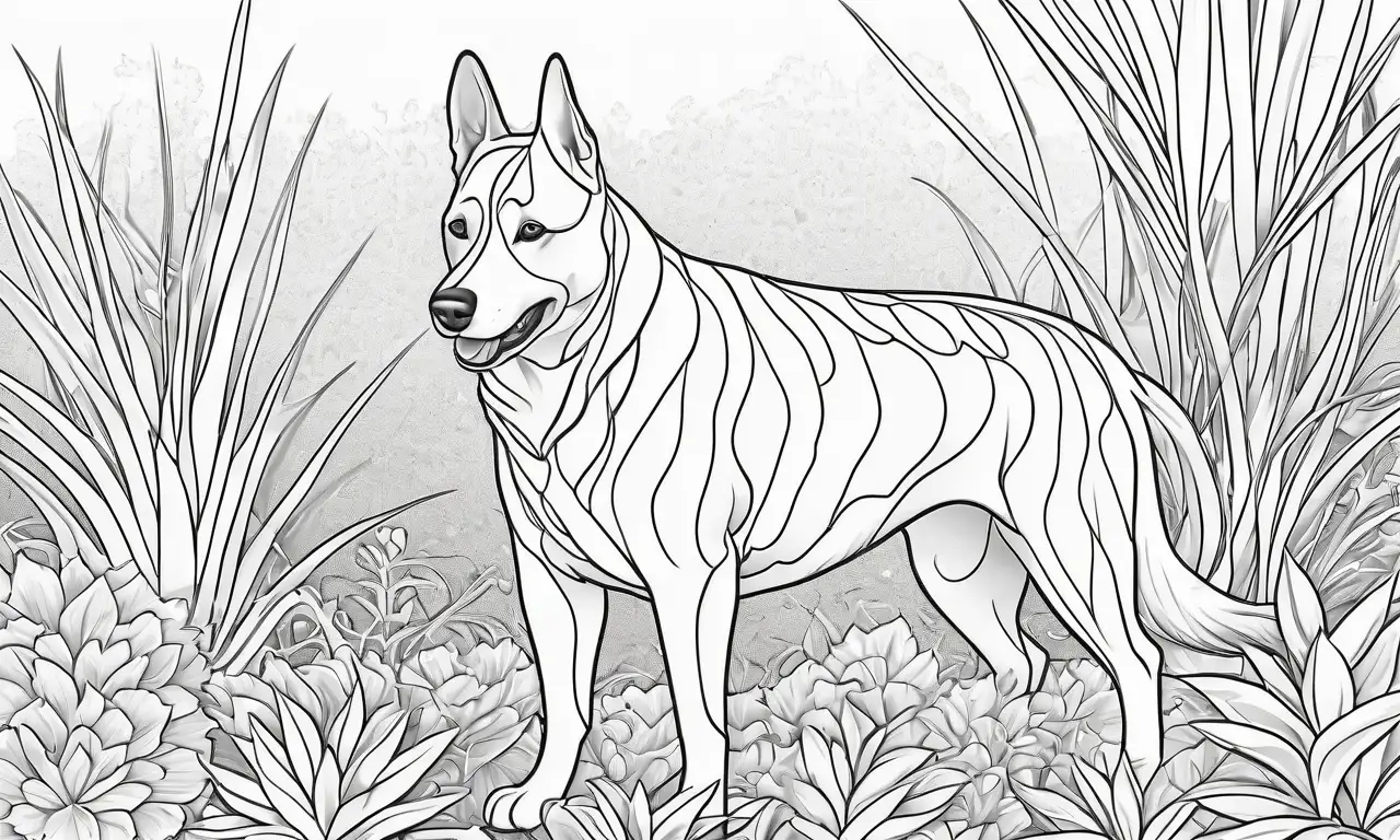 Arte detallado de un perro con texturas suaves y elementos naturales que resaltan la interacción veterinaria