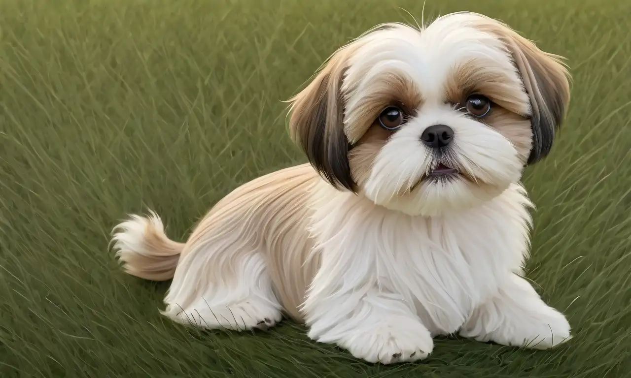 Puppy Shih Tzu con pelaje suave, ojos expresivos y un ambiente cálido y acogedor