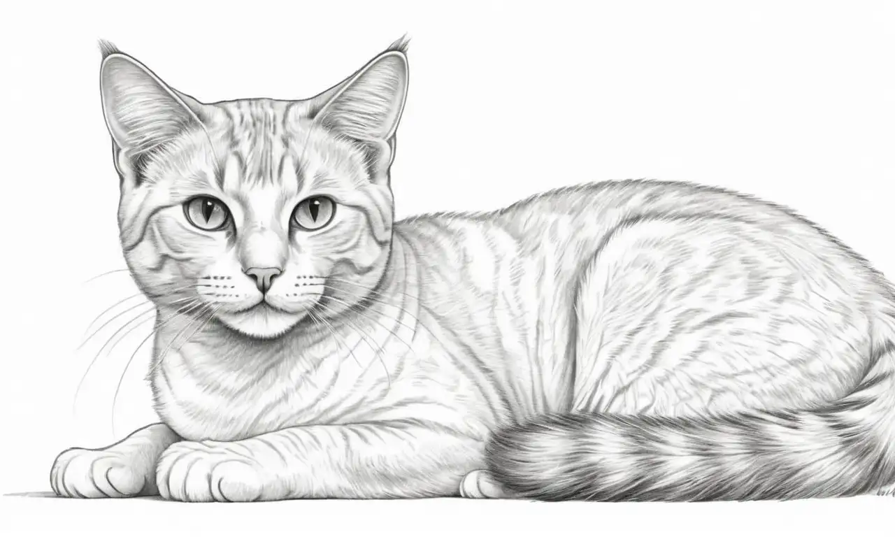 Un dibujo suave de un gato evoca calma y emoción en un entorno acogedor